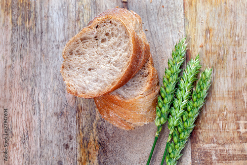 Freshly baked bread on the kitchen table