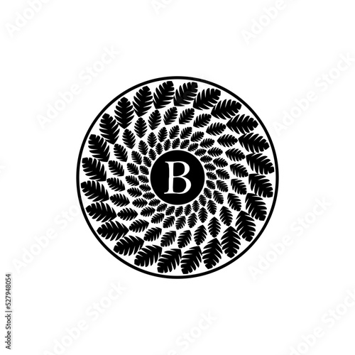 botanical circle leaves logo design