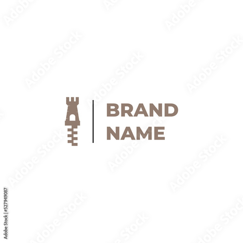 Simple fort and zipper logo design.