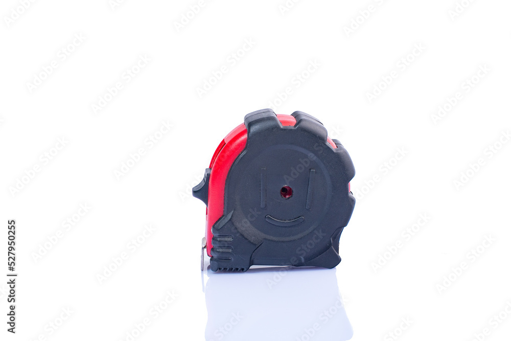 red round tape measure isolated on white background red round tape measure isolated on white background