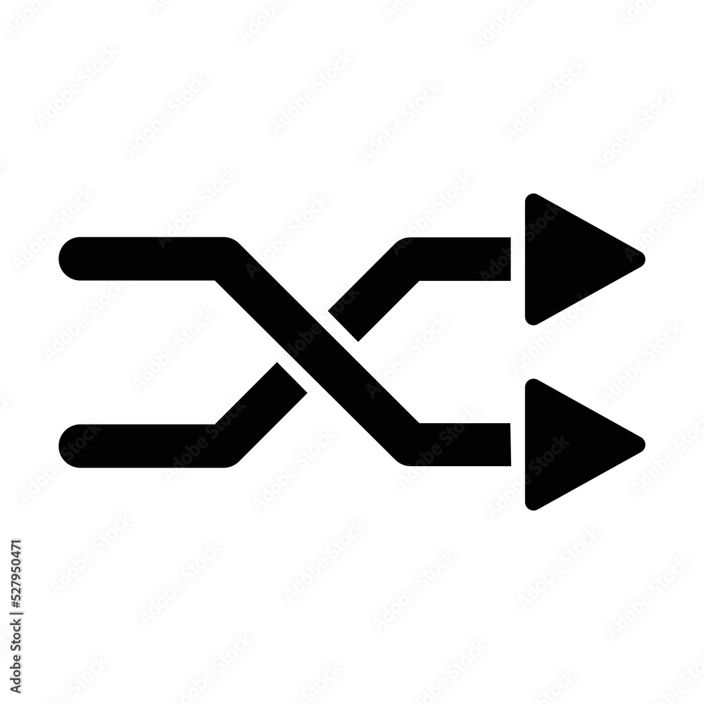 Shuffle black icon. Suitable for website, content design, poster, banner, or video editing needs Shuffle black icon. Suitable for website, content design, poster, banner, or video editing needs