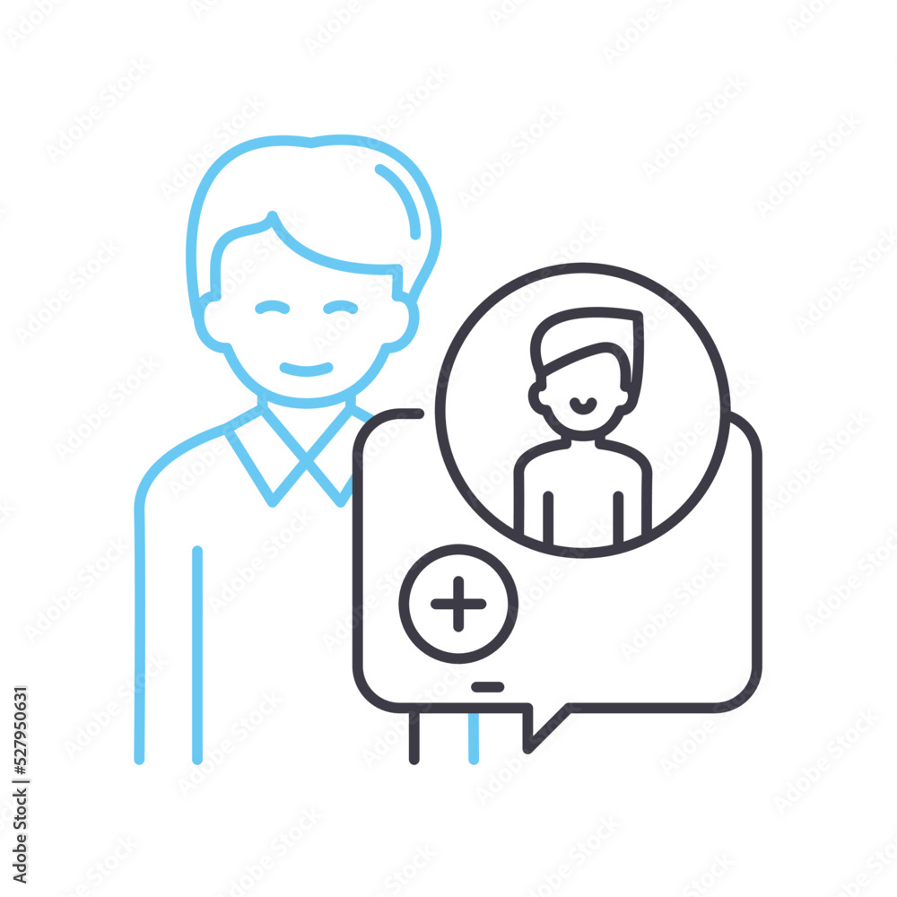 refer a friend line icon, outline symbol, vector illustration, concept sign refer a friend line icon, outline symbol, vector illustration, concept sign