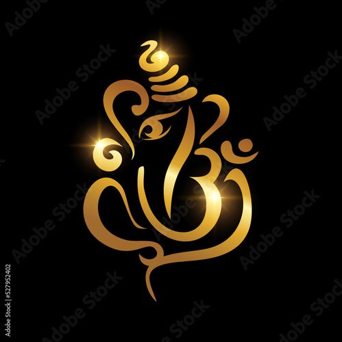 Golden Ganesh Puja. ganesh Chaturthi Sign