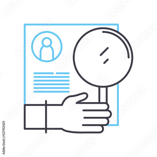 resume review line icon, outline symbol, vector illustration, concept sign