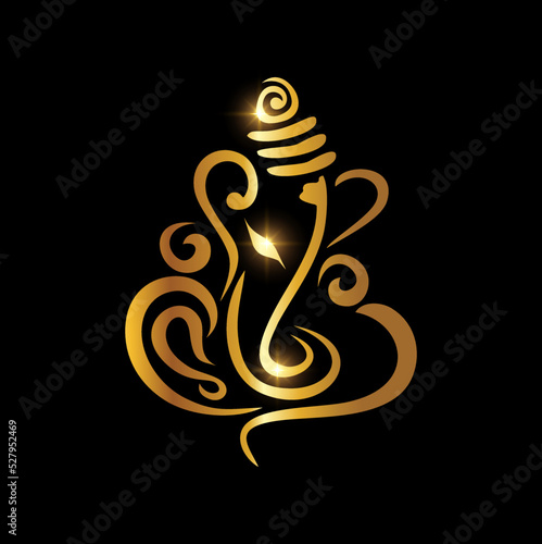 Golden Ganesh Puja. ganesh Chaturthi Sign