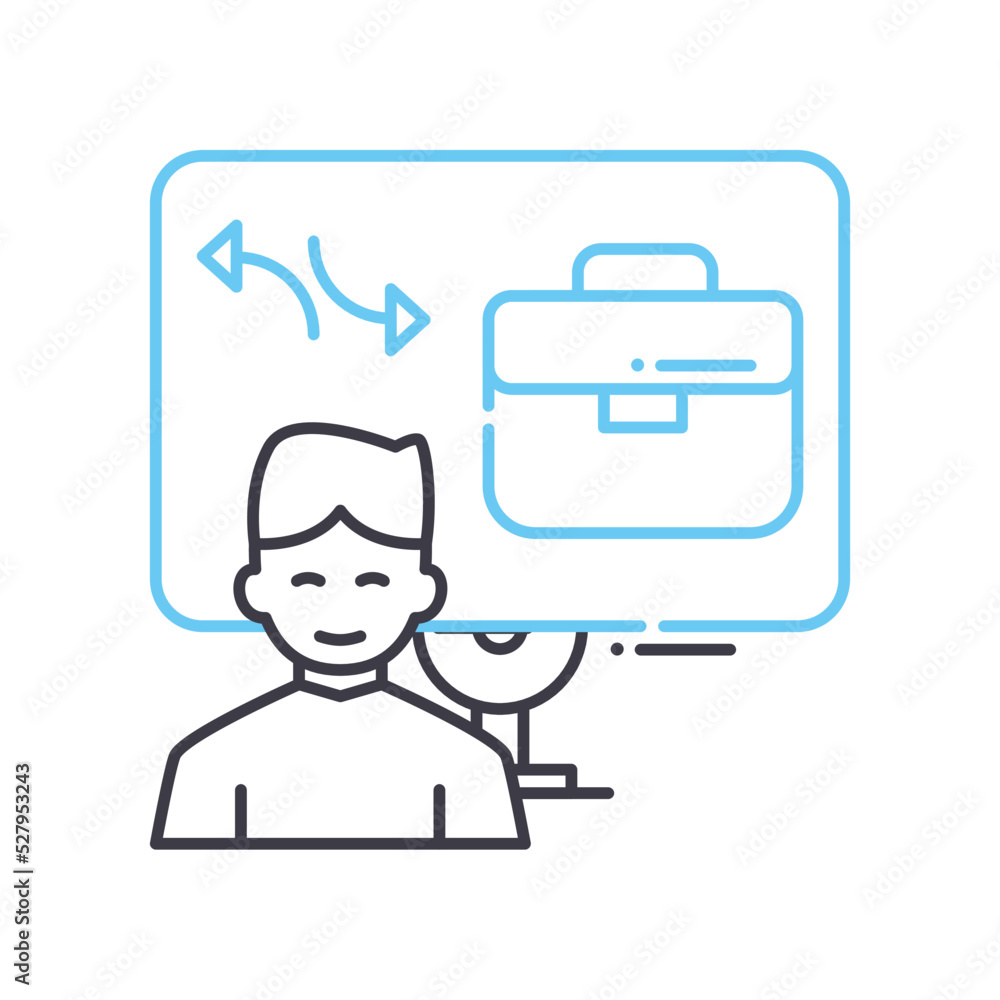 remote agile work line icon, outline symbol, vector illustration, concept sign remote agile work line icon, outline symbol, vector illustration, concept sign
