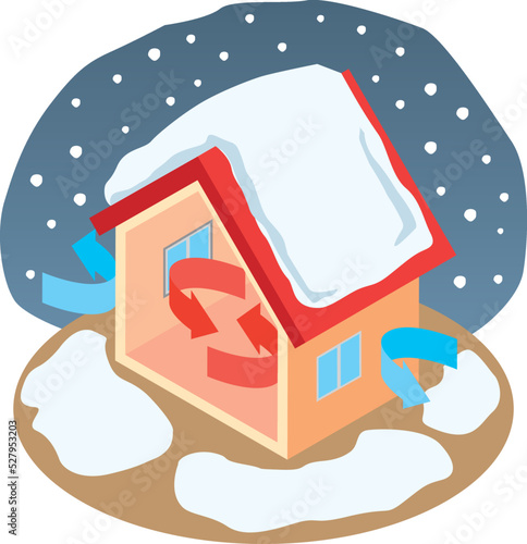 雪が積もった気密断熱住宅