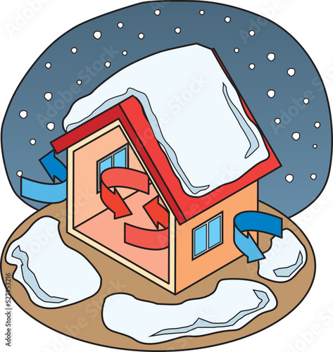 雪が積もった気密断熱住宅