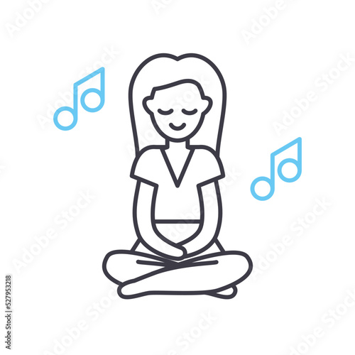 relaxation music line icon, outline symbol, vector illustration, concept sign