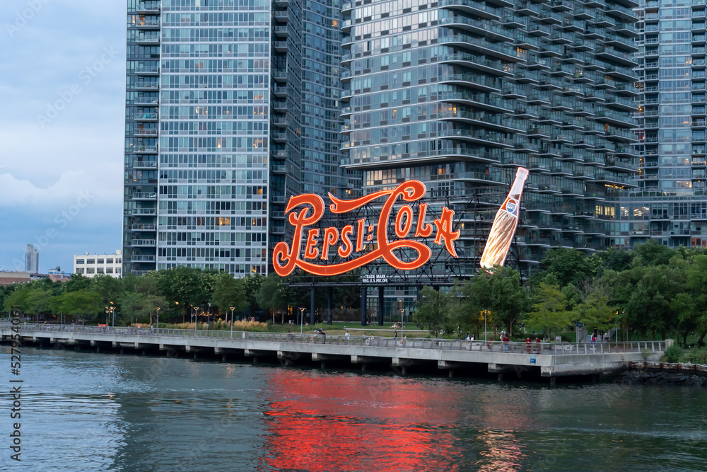 New York City, USA August 17, 2022 The PepsiCola sign viewed from