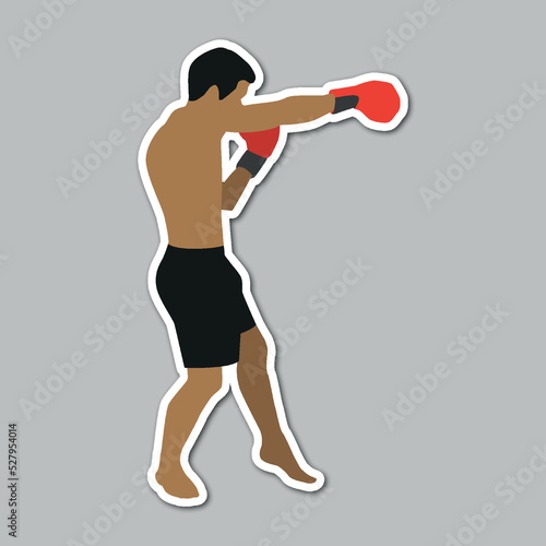 jab boxing pose martial art editable vector sticker