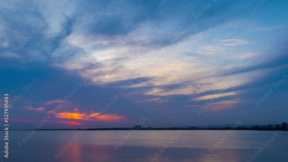 View of the reflection in the Black Sea against the background of the sky and sunset View of the reflection in the Black Sea against the background of the sky and sunset