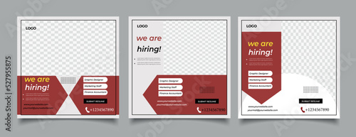 We are hiring job vacancy square banner or social media post 
