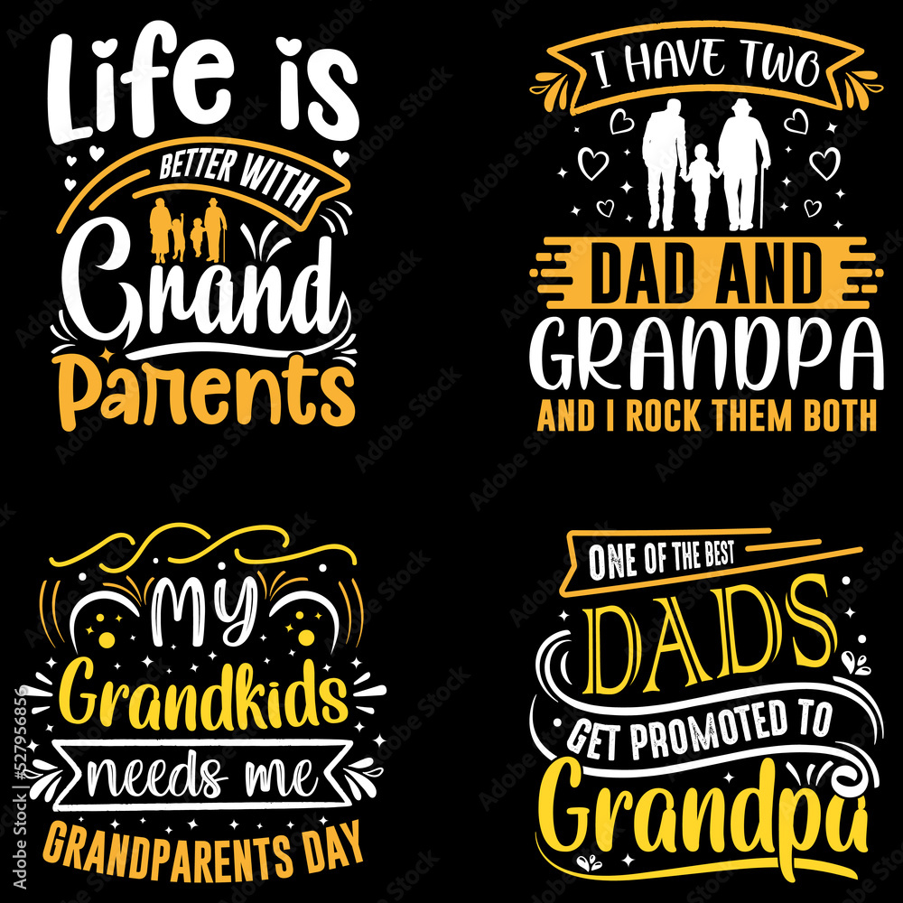 Grandparents day t-shirt design bundle, typography element, grandparents silhouette, best grandpa Tshirt