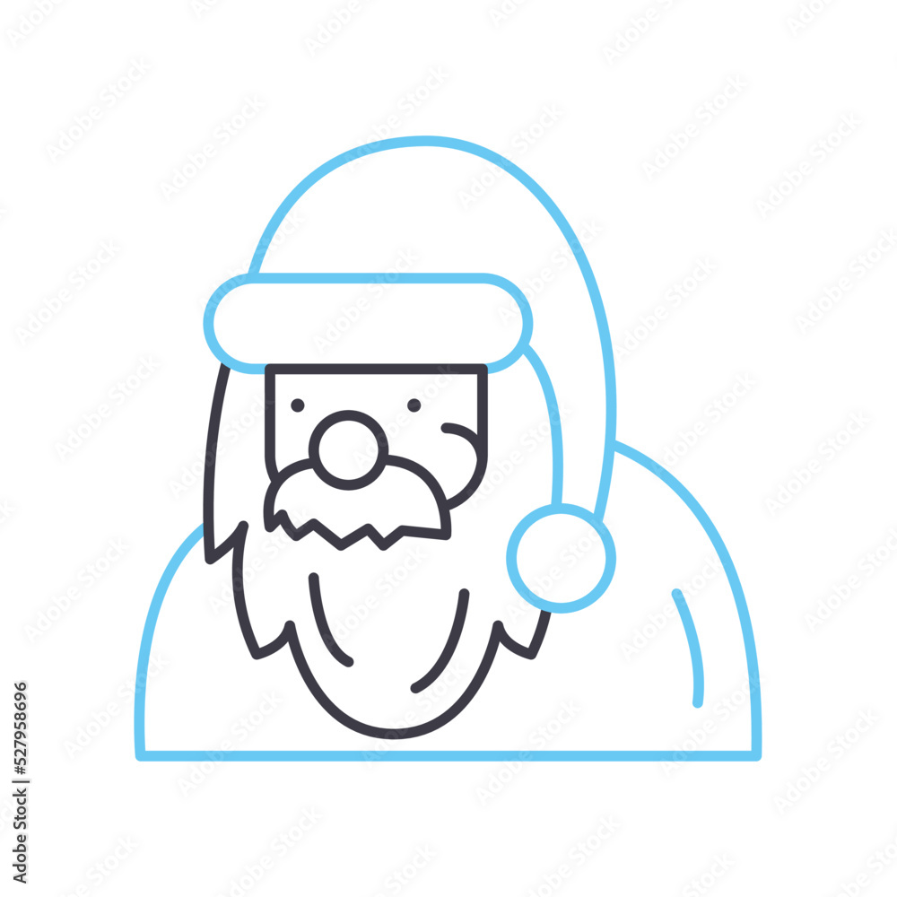 santa claus face line icon, outline symbol, vector illustration, concept sign santa claus face line icon, outline symbol, vector illustration, concept sign