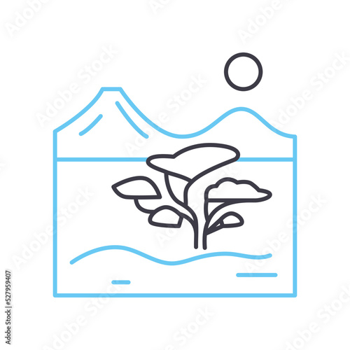 savana line icon, outline symbol, vector illustration, concept sign