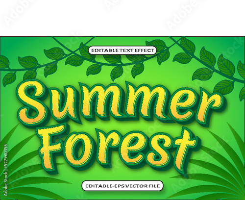 summer forest editablen text effect 3d emboss style design photo