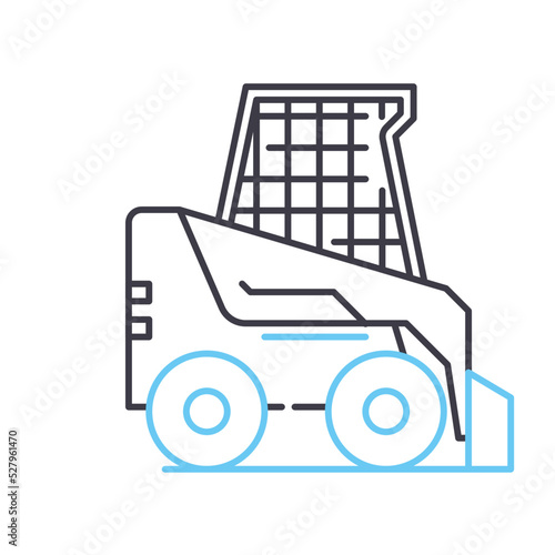 skid-steer loader line icon, outline symbol, vector illustration, concept sign