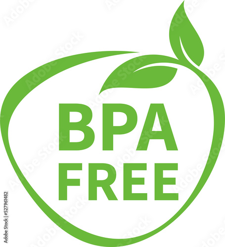 BPA free round symbol, green leaves, png illustration	 photo
