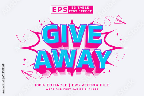 Editable text effect Give Away 3d cartoon template style premium vector