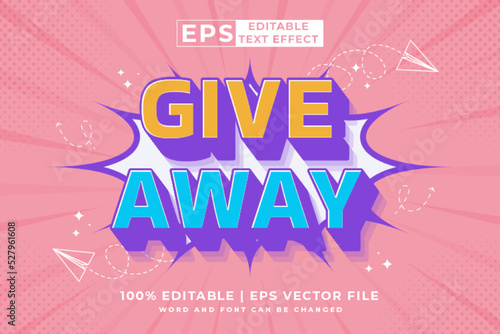 Editable text effect Give Away 3d cartoon template style premium vector