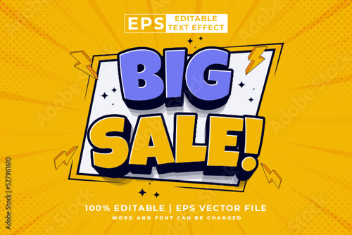 Editable text effect Big Sale 3d cartoon template style premium vector