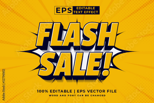Editable text effect Flash Sale 3d cartoon template style premium vector