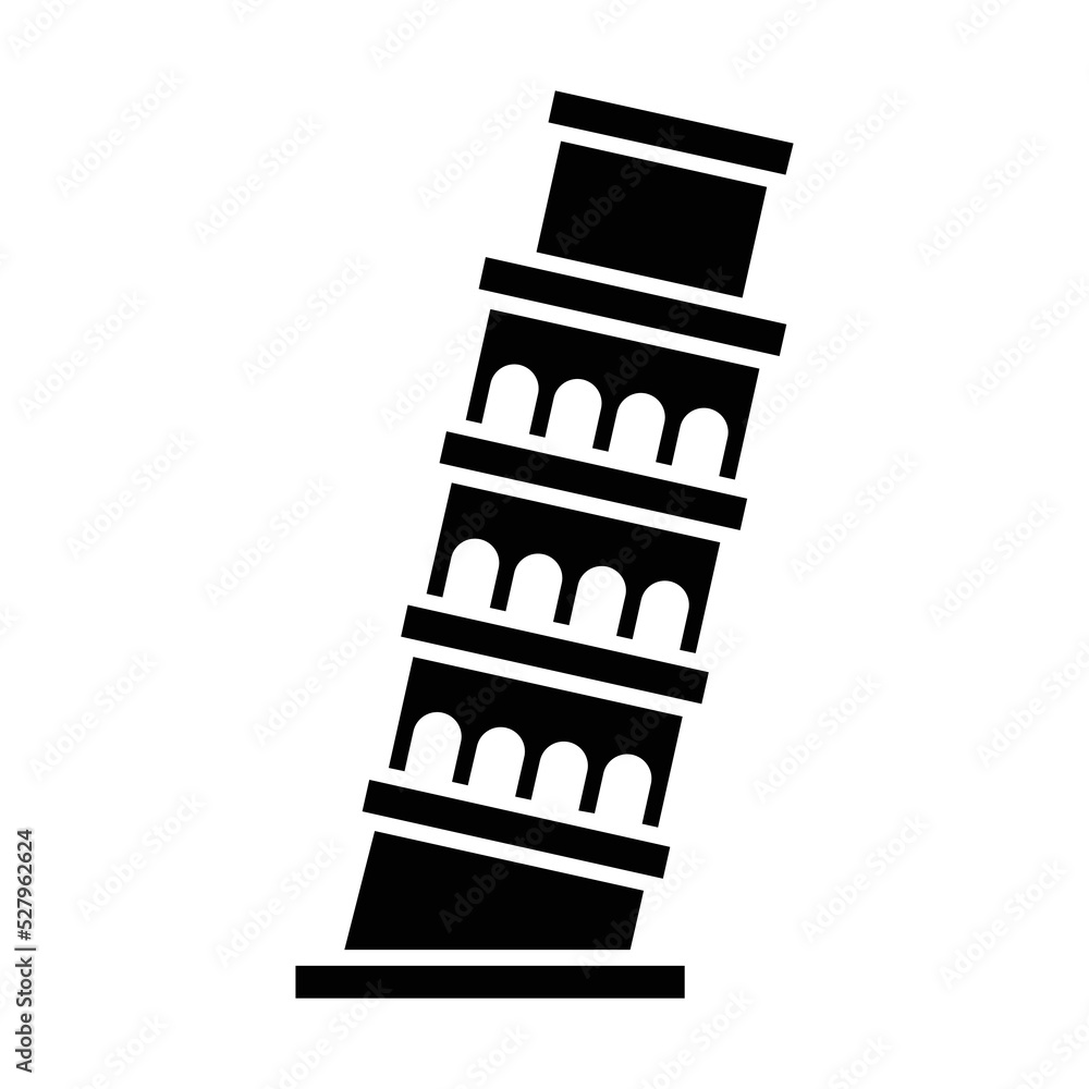 Pisa Tower black icon. Suitable for website, content design, poster, banner, or video editing needs
