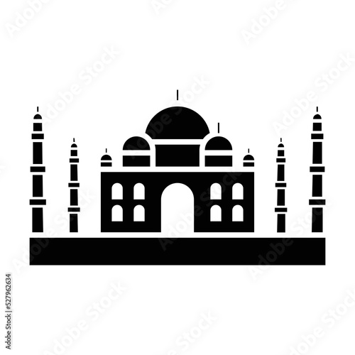 Taj Mahal black icon. Suitable for website, content design, poster, banner, or video editing needs