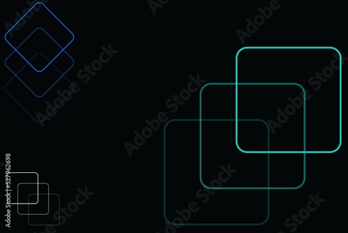 Abstract black background with blue, white and green square-shaped elements #83