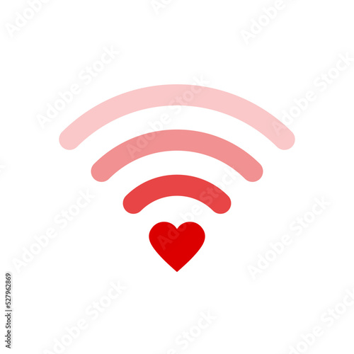 Wifi signal icon with red heart