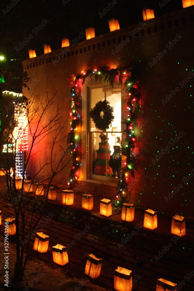 Naklejka premium Christmas Lights in Santa Fe, New Mexico