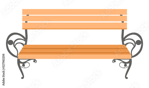 Wooden bench, outdoor furniture for park or garden