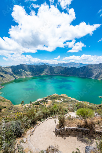 panoramic view of quilotoa lagoon, ecuador