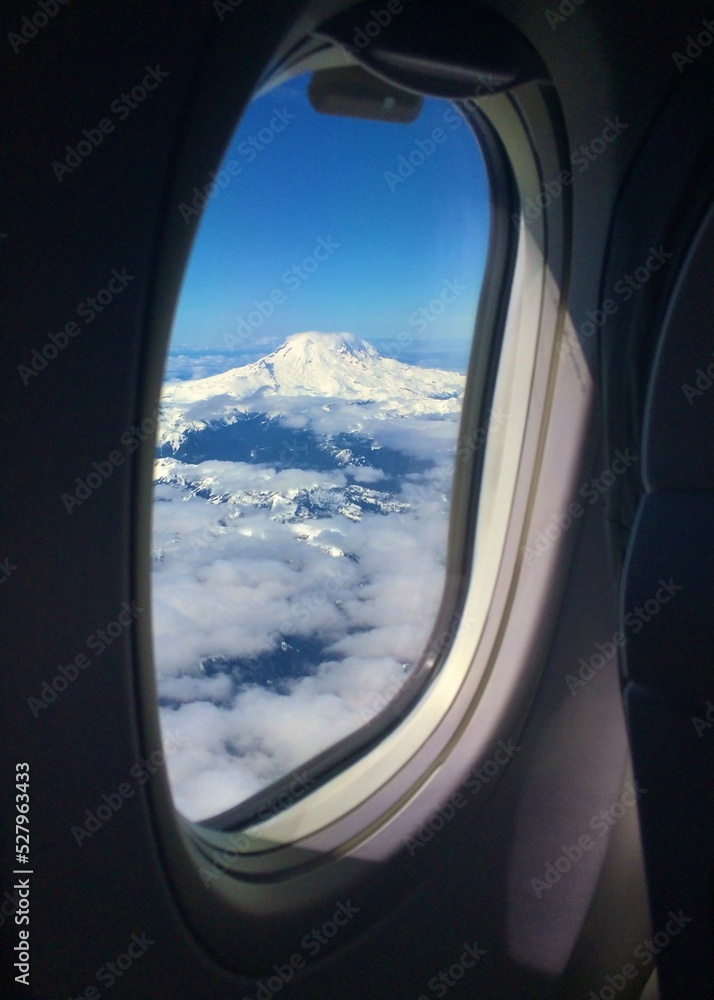 View of Mt. Rainier from Airplane Window View of Mt. Rainier from Airplane Window