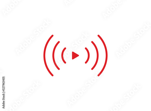 Live Stream sign. Red symbol, button of live streaming, broadcasting, online stream emblem.