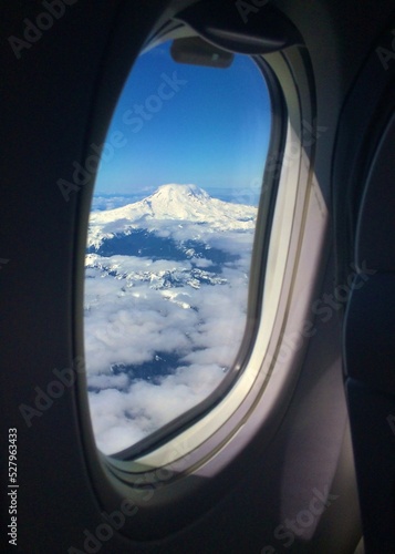 View of Mt. Rainier from Airplane Window © Shannon