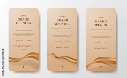 Grand Opening Stories Social Media Template with golden silk fabric expensive celebrate luxury elegant concept