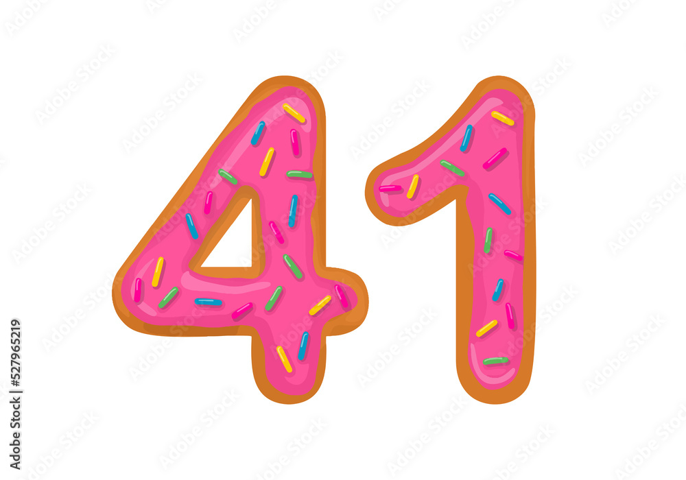 Number 41, Sweet Donut With Number forty one Shape. Number 41, Sweet Donut With Number forty one Shape.