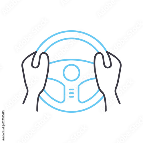 steering wheel line icon, outline symbol, vector illustration, concept sign