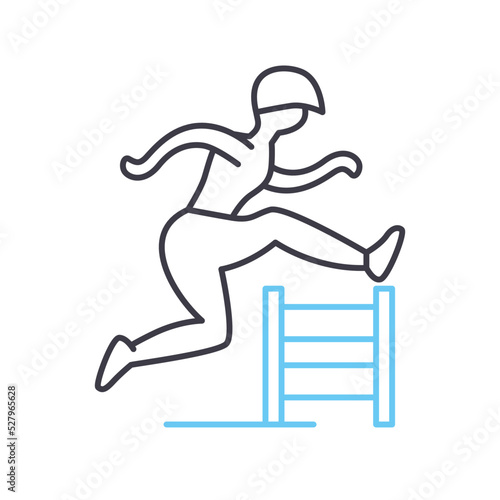 steeplechase running line icon, outline symbol, vector illustration, concept sign