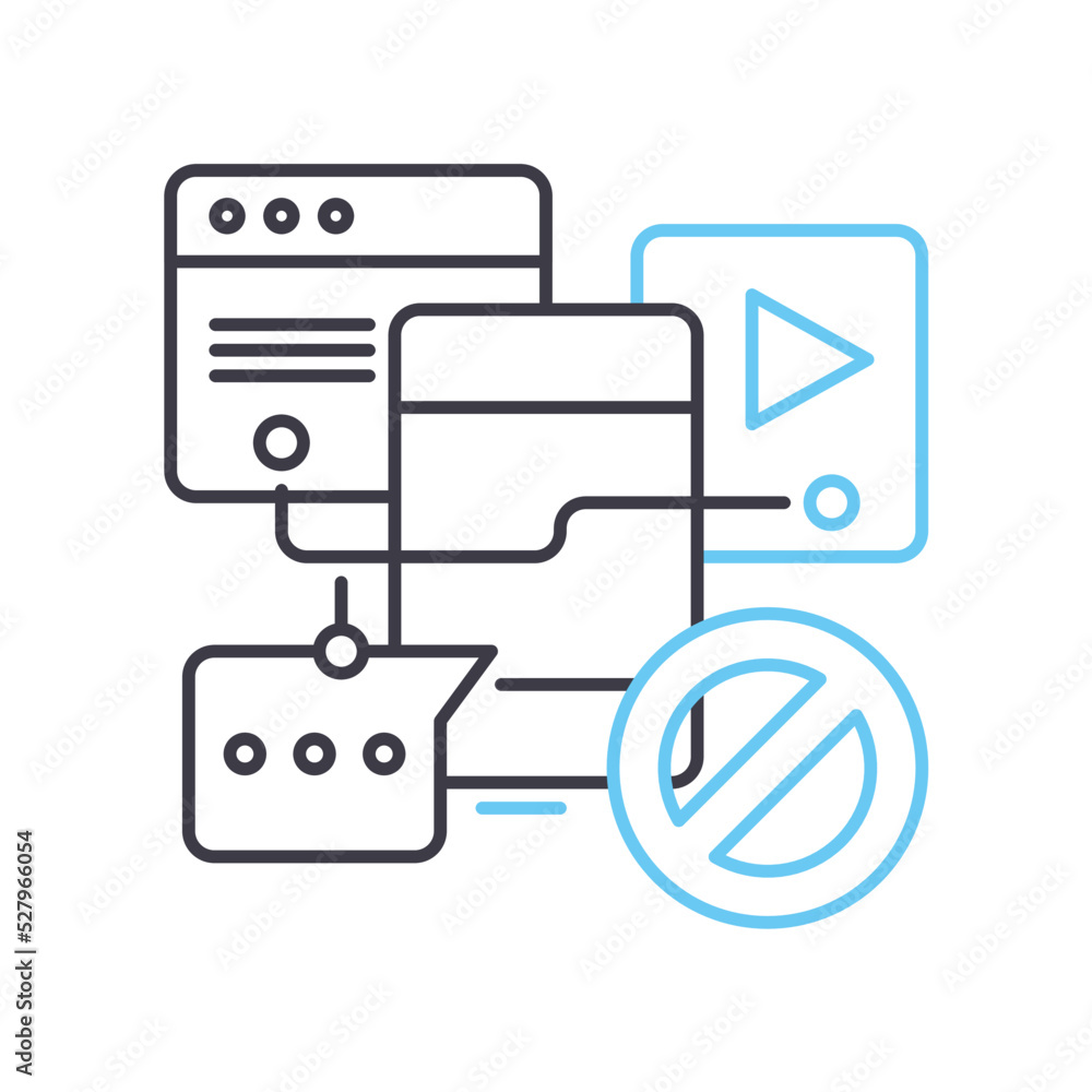 stop socialmedia line icon, outline symbol, vector illustration, concept sign stop socialmedia line icon, outline symbol, vector illustration, concept sign