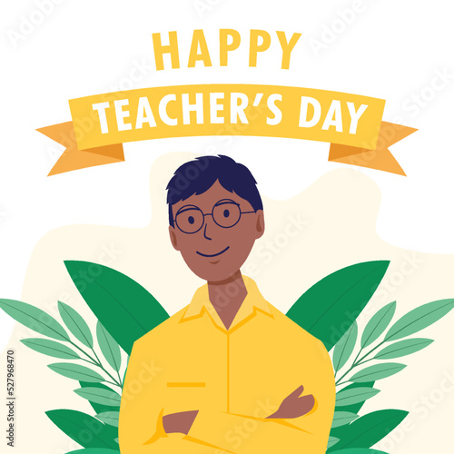 happy teacher's day illustration in flat style design