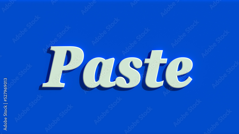 Paste 3D Illustration Text with Blue Background Paste 3D Illustration Text with Blue Background