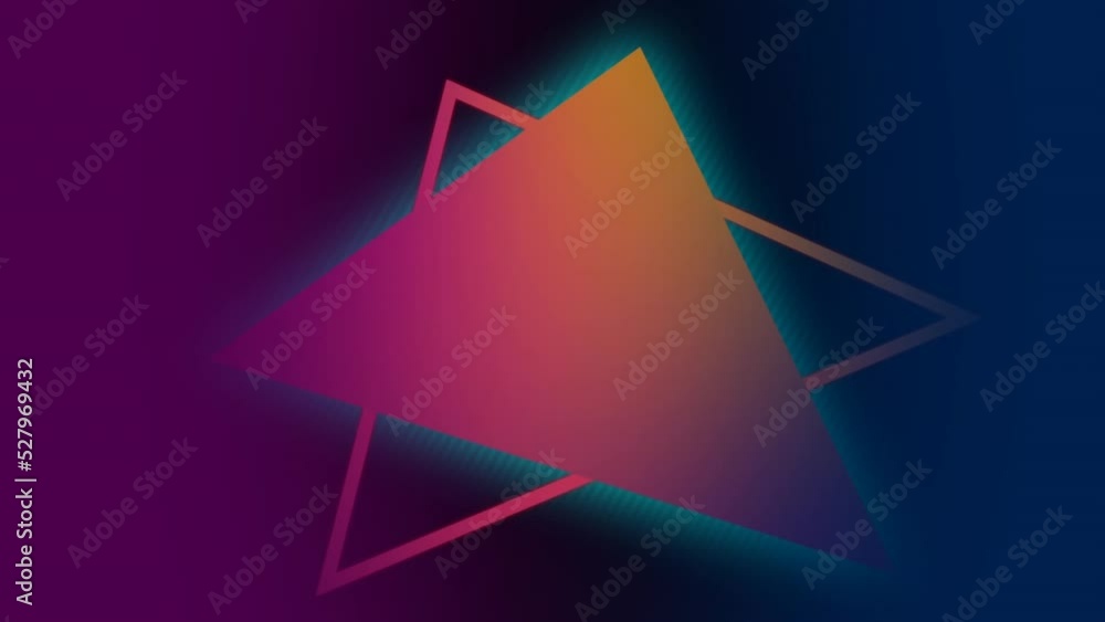 Animation of pink an yellow triangles over violet and navy background Animation of pink an yellow triangles over violet and navy background