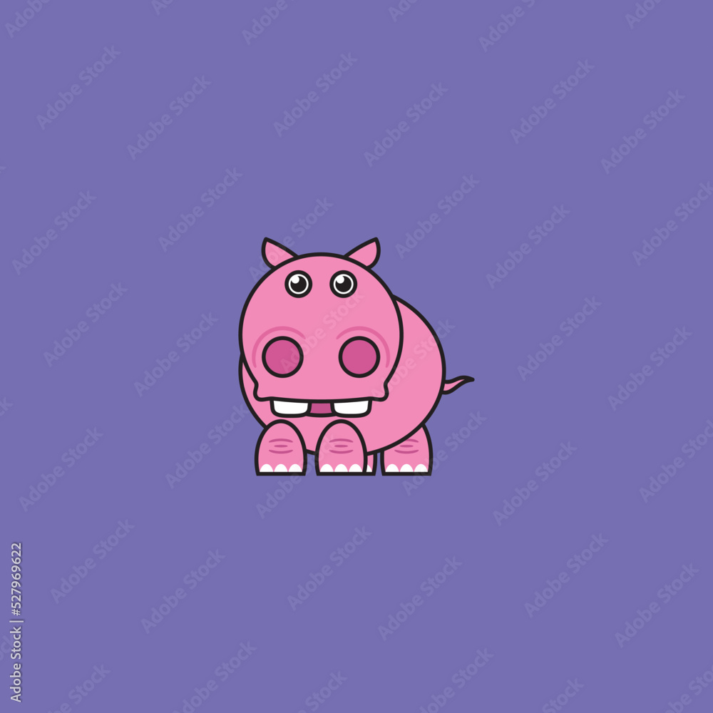Cute Hippo Mascot Logo Design Cartoon Cute Hippo Mascot Logo Design Cartoon