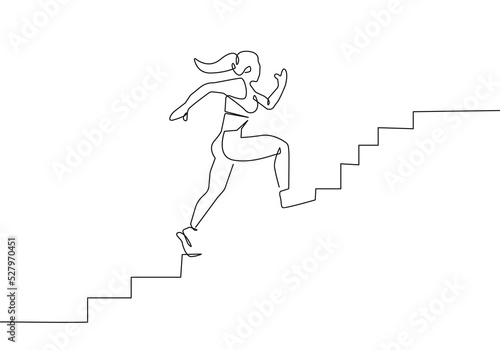 Woman Runner One Line Drawing. Running Abstract Minimal Drawing. Continuous One Line Woman Run Sport Illustration. Modern Trendy Contour Drawing. Vector EPS 10. 