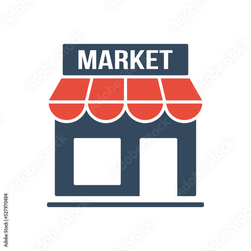 market place icon, mini market or small shop vector pictogram