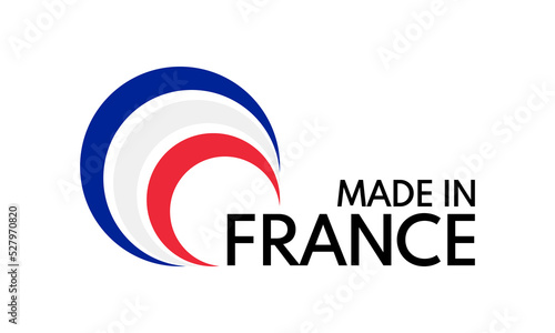 made in france, circles in french flag colors, vector logo on white background