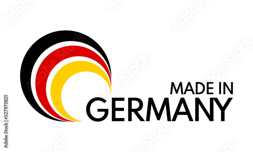 made in germany, circles in german flag colors, vector logo on white background